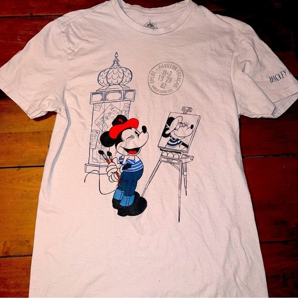 Disney Epcot World Showcase France Pavilion Micky & Minnie T-Shirt, Authentic - Picture 1 of 5